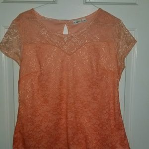 Cato Brand Lace Top sz XL Peach, Coral, Orange